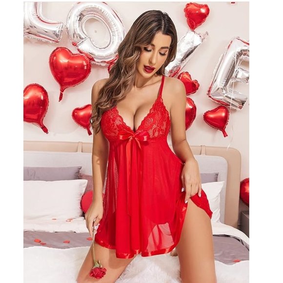 Lace Babydoll Strap Chemise Mesh Sleepwear - Picture 4 of 4